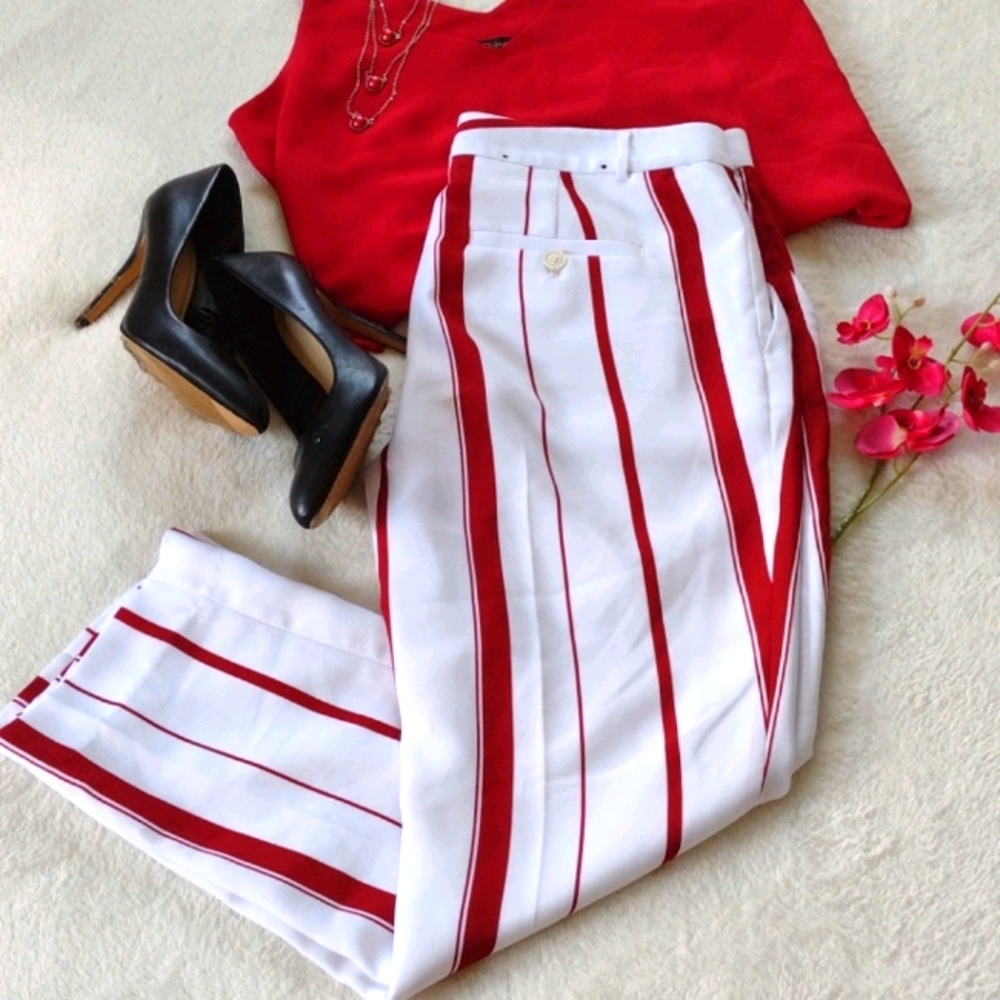 Banana Republic red and white stripe pants